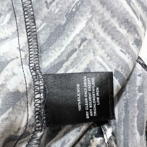 LAFAYETTE 148 Silk Button-Up Shirt Womens 14W Herringbone Tie Bow Buttoned Cuff - Picture 8 of 11